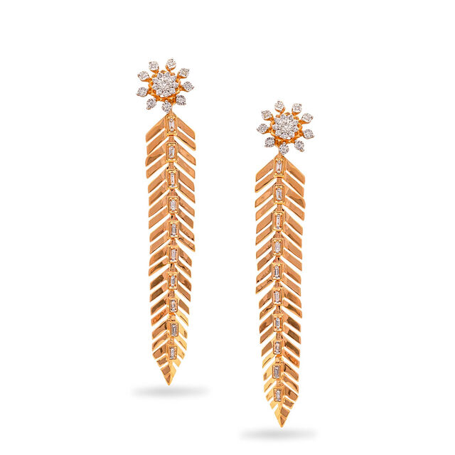 Glamourous Leaf Diamond Earrings,,hi-res 