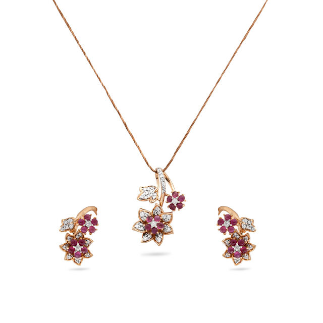 Mesmerizing Flower Pendant and Earring Set,,hi-res 