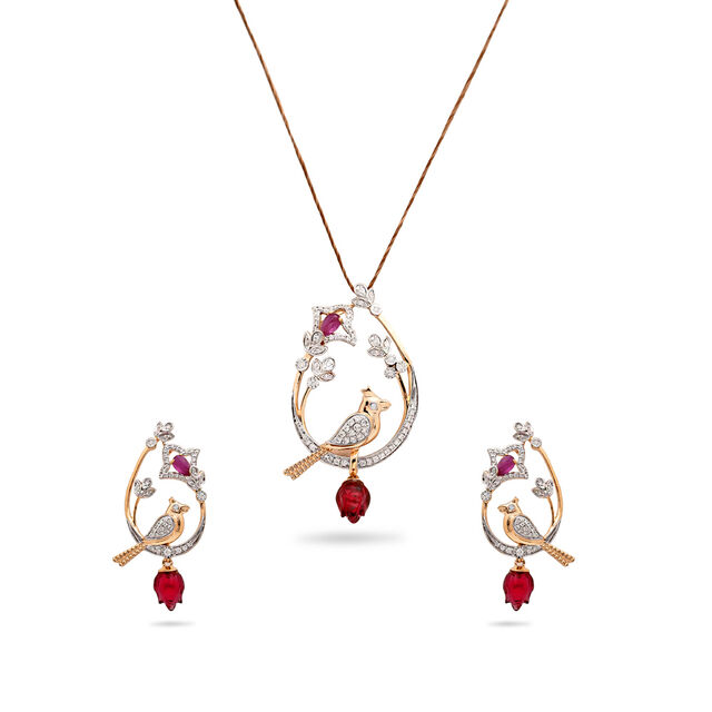 Harmony in Flight Bird Motif Earring and Pendant Set,,hi-res 