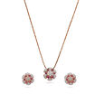 Flower Motif Pendant and Earrings Set,,hi-res 