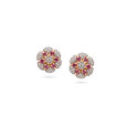 Flower Motif Pendant and Earrings Set,,hi-res 3