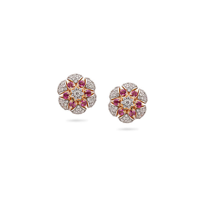Flower Motif Pendant and Earrings Set,,hi-res 3
