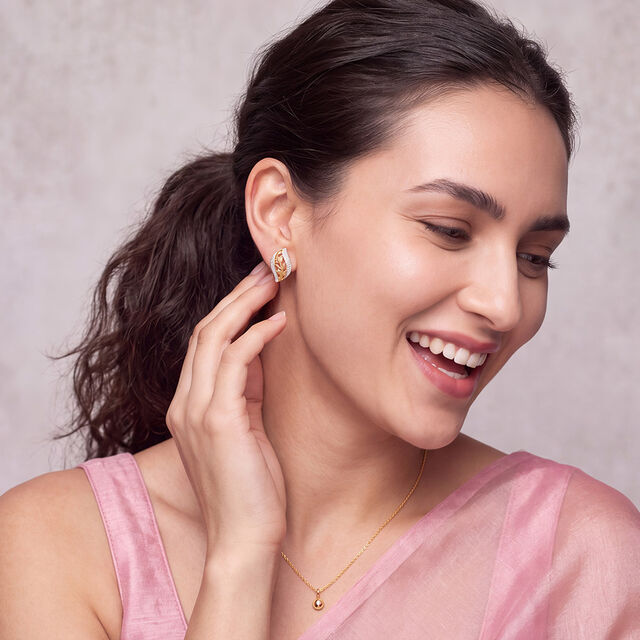 Tanishq 18 KT Leafline Diamond Studs for Women,,hi-res 3