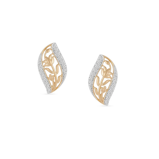 Tanishq 18 KT Leafline Diamond Studs for Women,,hi-res 
