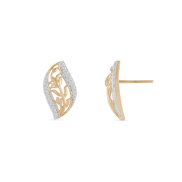 Tanishq 18 KT Leafline Diamond Studs for Women 4