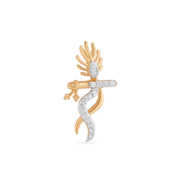 Flute And Peacock Leaf Motif Diamond Pendant,,hi-res 