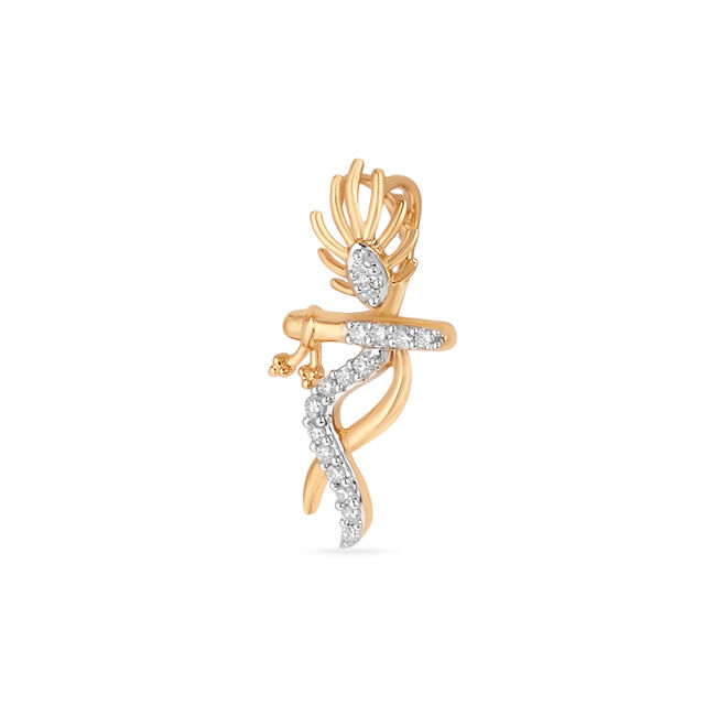 Flute And Peacock Leaf Motif Diamond Pendant 4