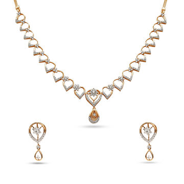Rose Gold & Diamond Leaf Inspired Necklace Set