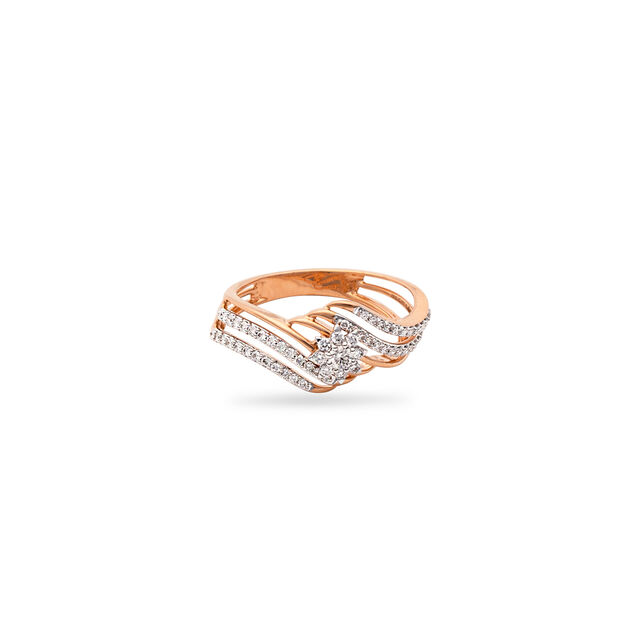 Wavy Interwoven Gold & Diamond Ring,,hi-res 