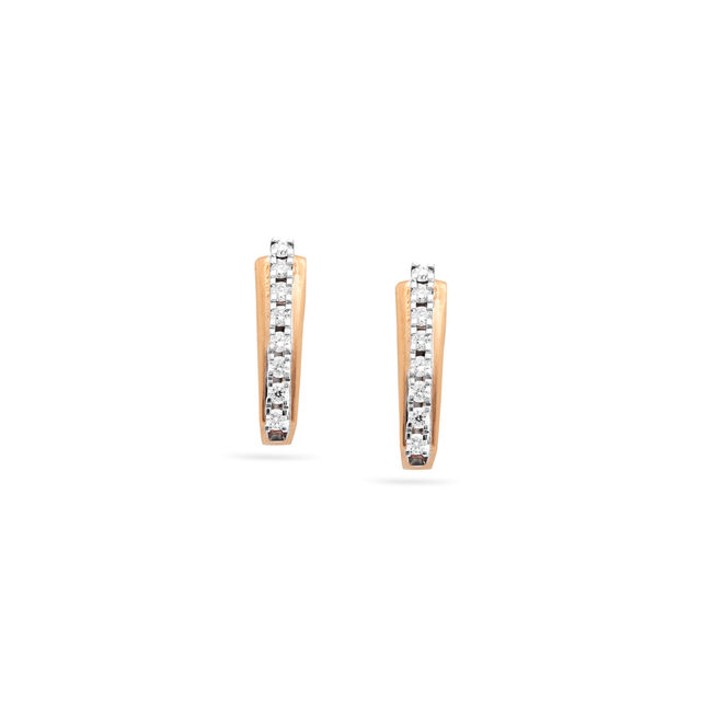 Vertical Diamond Hoop Earrings,,hi-res 