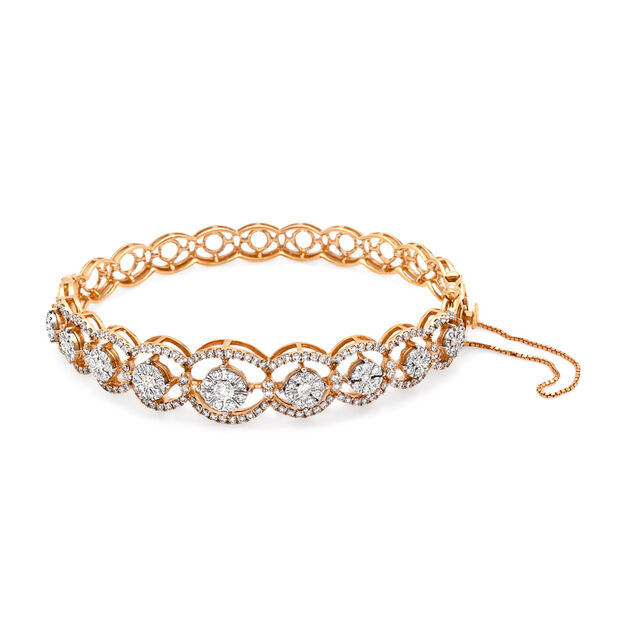 Halo Gold and Diamond Bangle,,hi-res 