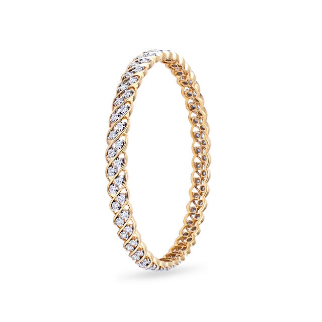Twisted Design Diamond Bangle Bracelet,,hi-res 2