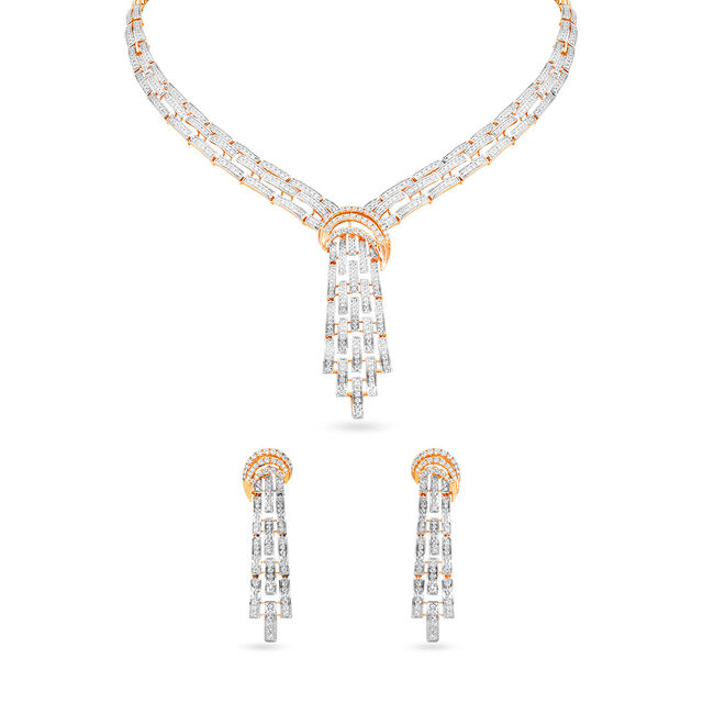 Tanishq 18 Karat Diamond Necklace Set for Women 