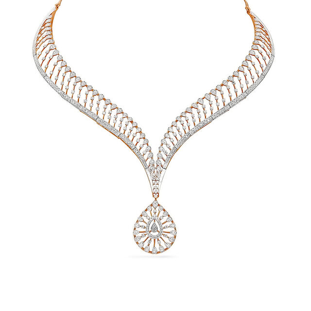 Tanishq 18 Karat Diamond Necklace Set for Women 4