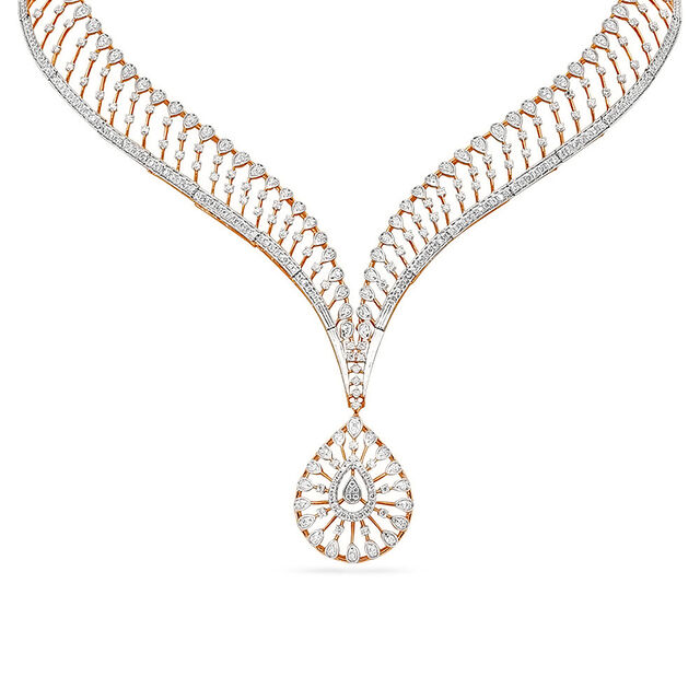 Tanishq 18 Karat Diamond Necklace Set for Women 5