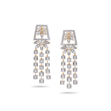 Geometric Chain Diamond Drop Earrings