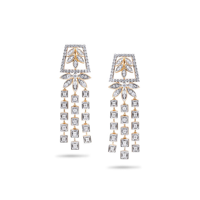Geometric Chain Diamond Drop Earrings,,hi-res 
