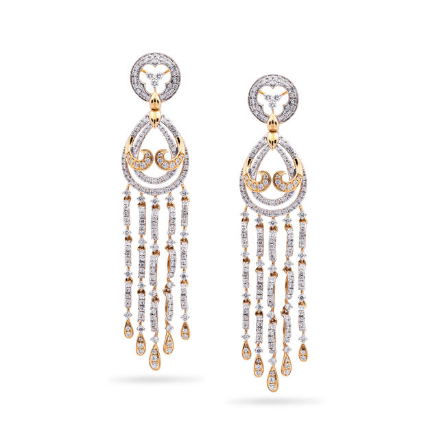 Teardrop Tiered Diamond Drop Earrings,,hi-res 