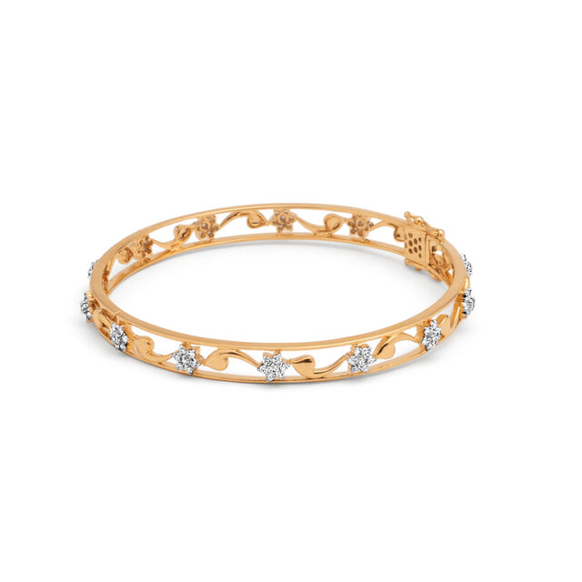 Floral Motif Diamond Bangle Bracelet,,hi-res 