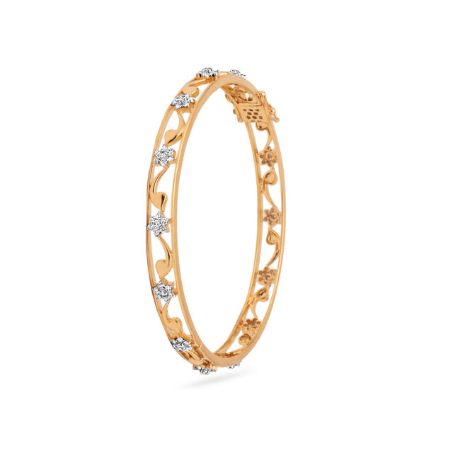 Floral Motif Diamond Bangle Bracelet,,hi-res 2