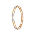 Dainty Floral Gold and Diamond Bangle,,hi-res 2