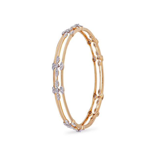 Dainty Floral Gold and Diamond Bangle,,hi-res 2
