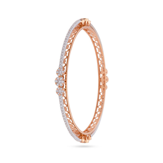 Floral Elegance Gold and Diamond Bangle,,hi-res 2