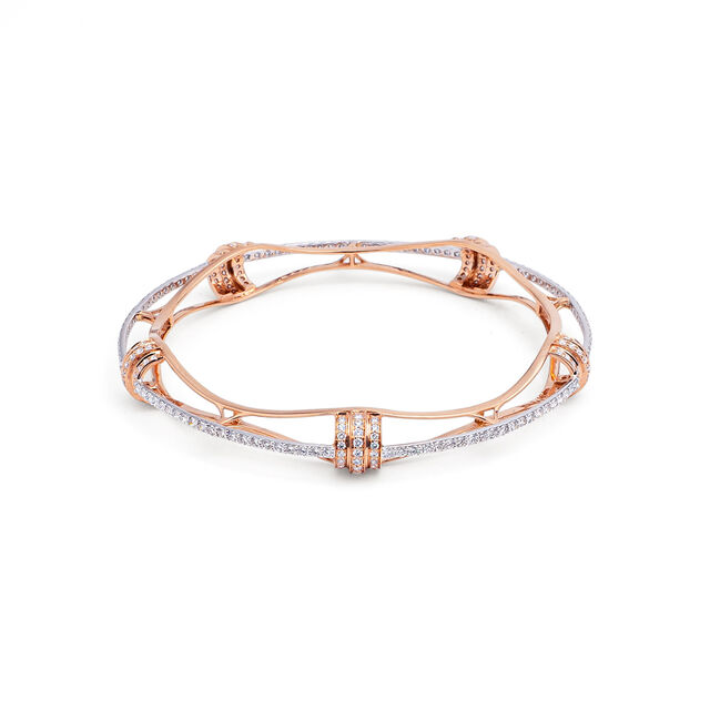 Celestial Sparkle White and Rose Gold Bangle,,hi-res 