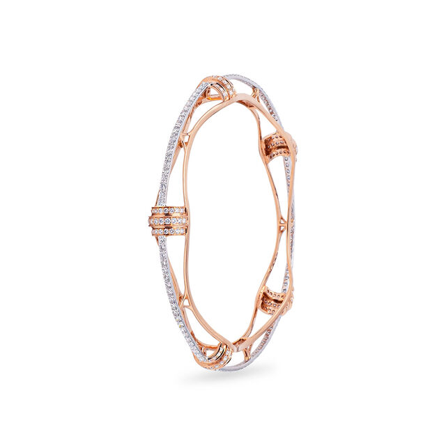 Celestial Sparkle White and Rose Gold Bangle,,hi-res 2