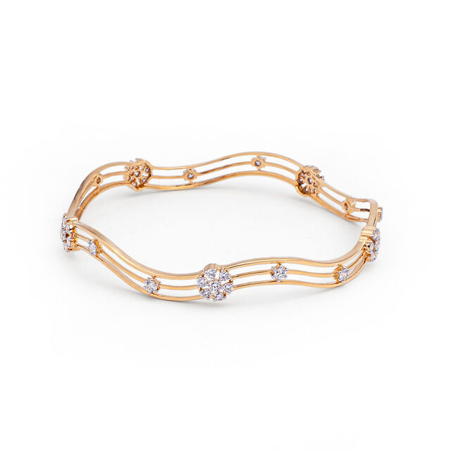 Delicate Snowflake Motif Diamond and Gold Bangle,,hi-res 