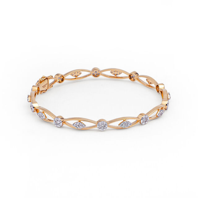 Glamorous Oval-motif Diamond and Gold Bangle,,hi-res 