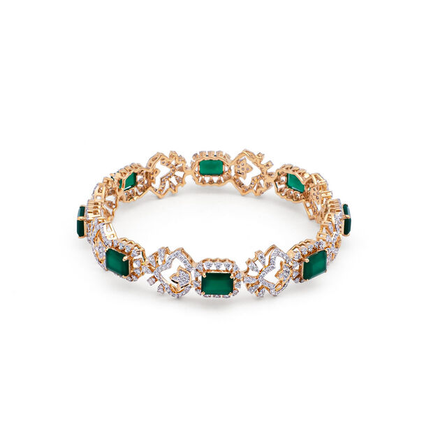 Octagon Green Onyx and Diamond Bangle,,hi-res 