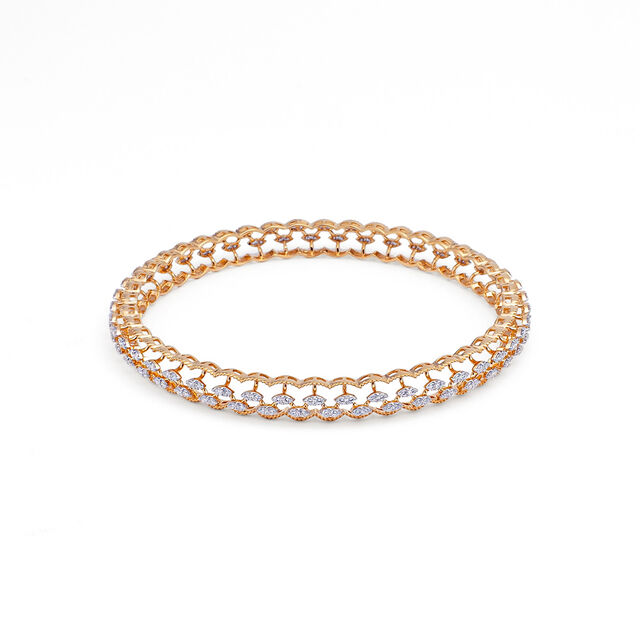 Leaf-Motif Diamond and Gold Bangle,,hi-res 