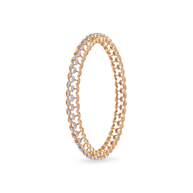 Leaf-Motif Diamond and Gold Bangle,,hi-res 2