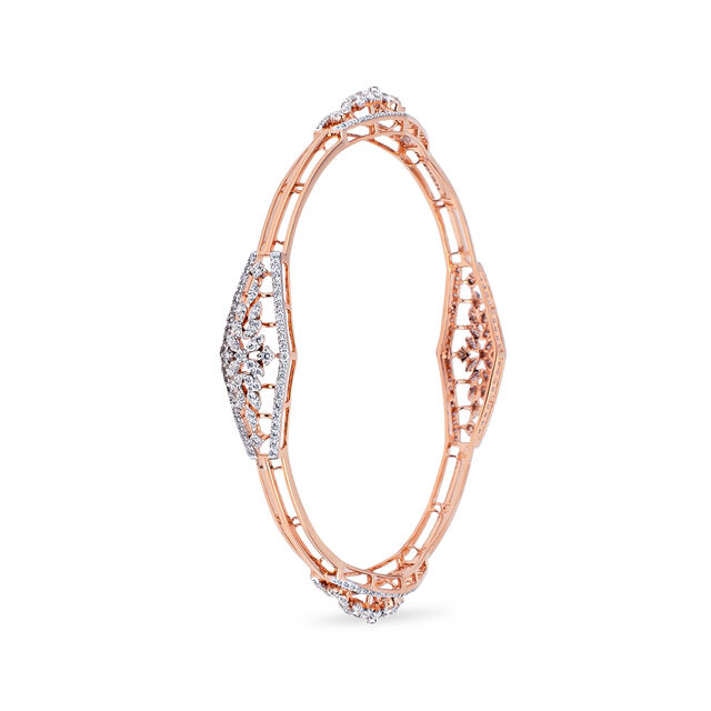 Graceful Floral Diamond and Rose Gold Bangle,,hi-res 2