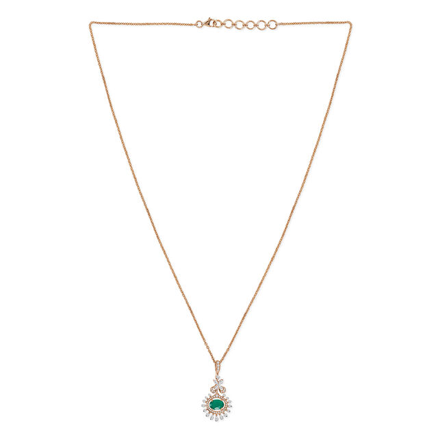 Tanishq 18KT Diamond Pendant with Chain for Women 