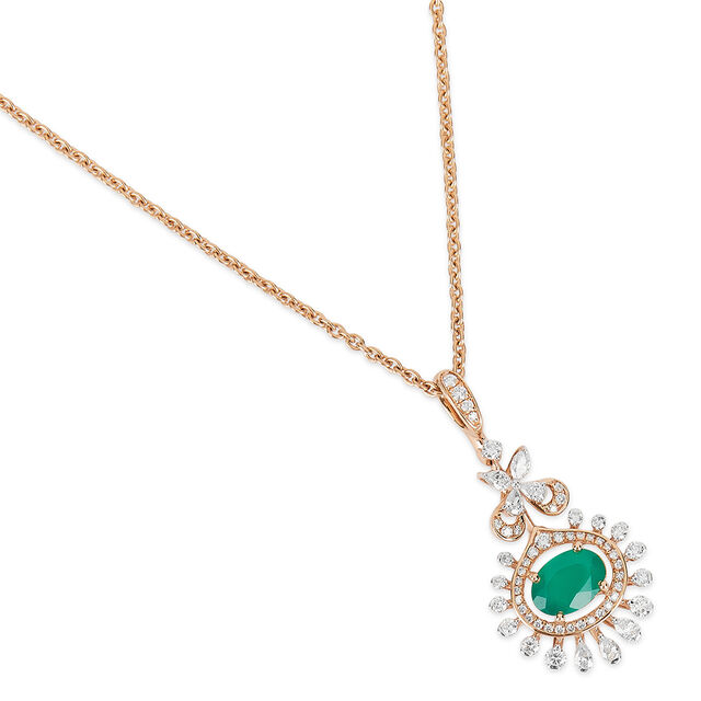 Tanishq 18KT Diamond Pendant with Chain for Women 4