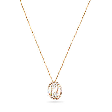 Twisted Bud Diamond and Gold Pendant with Chain
