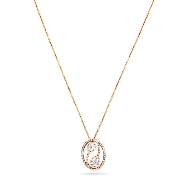 Twisted Bud Diamond and Gold Pendant with Chain,,hi-res 