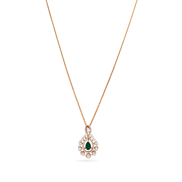Leaf-Motif Green Onyx and Diamond Pendant,,hi-res 