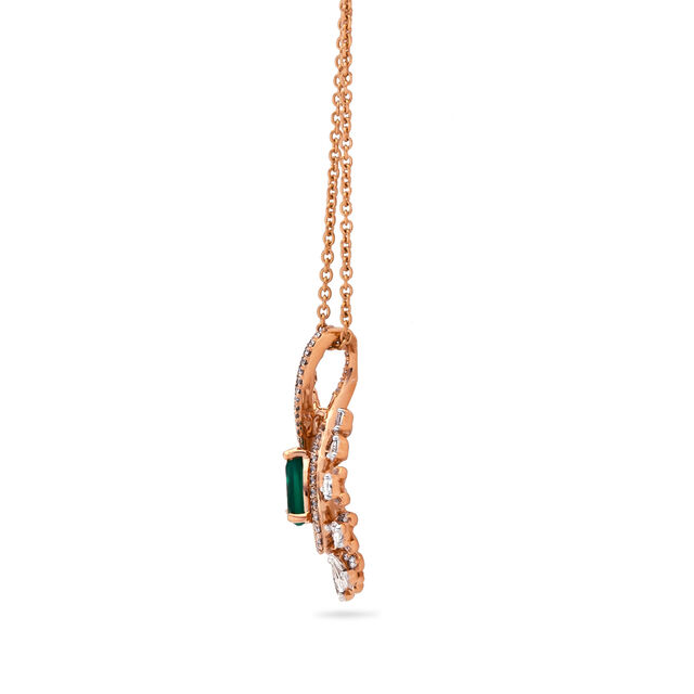 Leaf-Motif Green Onyx and Diamond Pendant,,hi-res 2