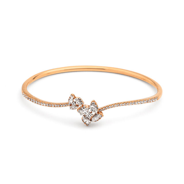 Feminine Floral Diamond and Gold Bangle,,hi-res 