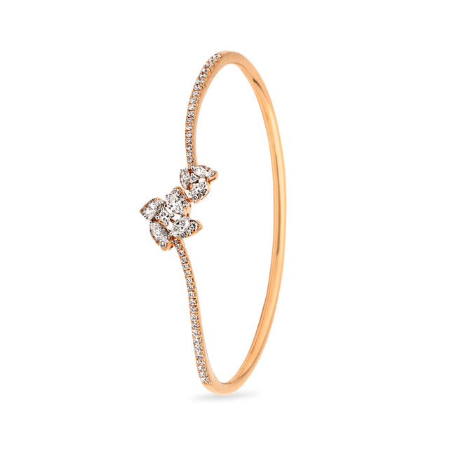 Feminine Floral Diamond and Gold Bangle,,hi-res 2