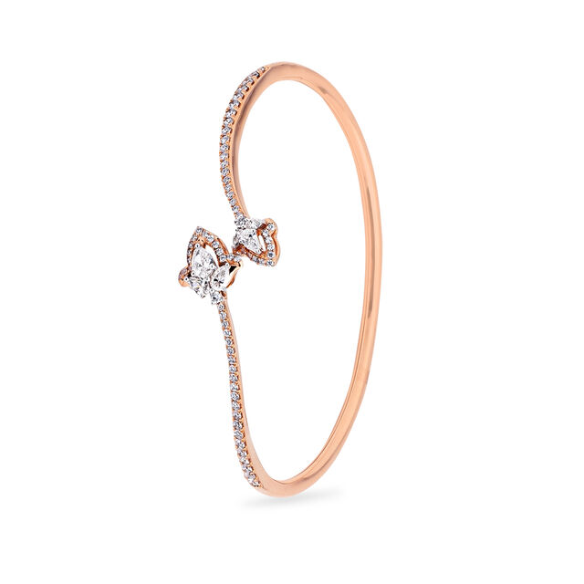 Petal Inspired Diamond and Gold Bangle,,hi-res 2
