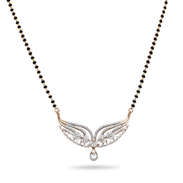 Swirl and Floral Diamond and Gold Mangalsutra