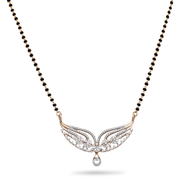 Swirl and Floral Diamond and Gold Mangalsutra,,hi-res 