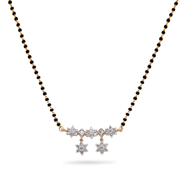 Floral Motif Diamond and Gold Mangalsutra,,hi-res 
