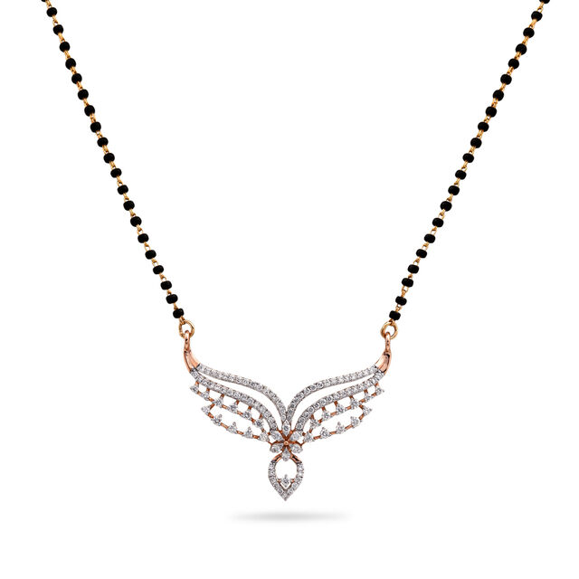 Delicate Swirl Motif Gold and Diamond Mangalsutra,,hi-res 