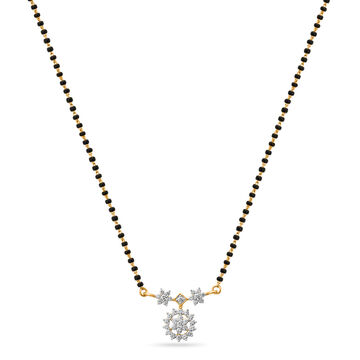 Diamond Accented Black Bead Mangalsutra