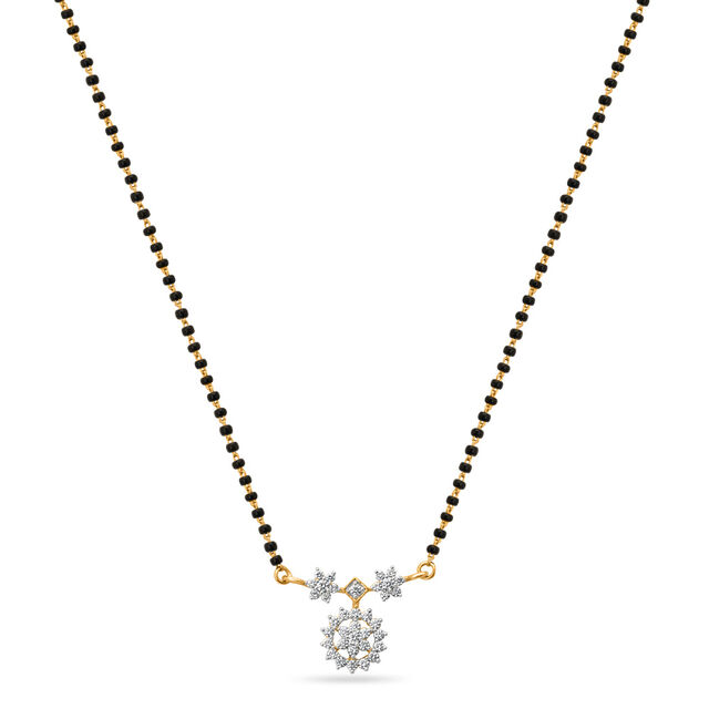 Diamond Accented Black Bead Mangalsutra 